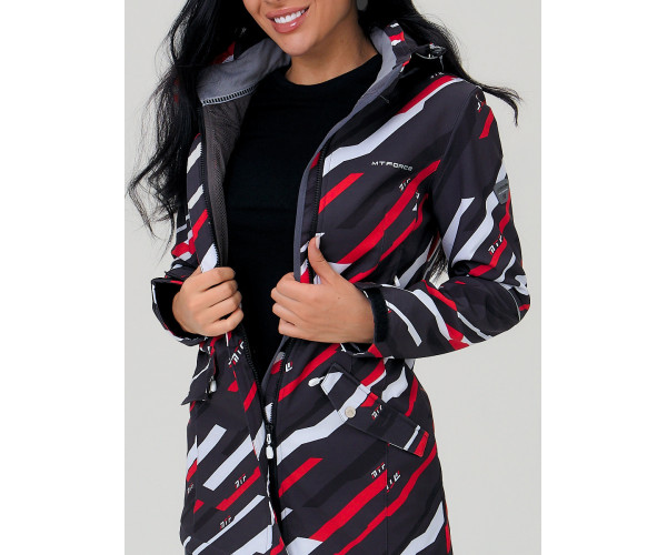 Женская осенняя весенняя парка softshell красного цвета 19221Kr