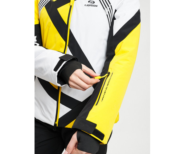 Горнолыжный костюм женский желтого цвета 077031J