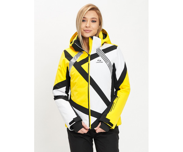 Горнолыжный костюм женский желтого цвета 077031J