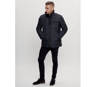 Куртка классическая с мехом мужская темно-синего цвета 2965TS