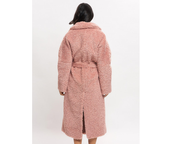 Пальто зимнее женское барашек розового цвета 44002R