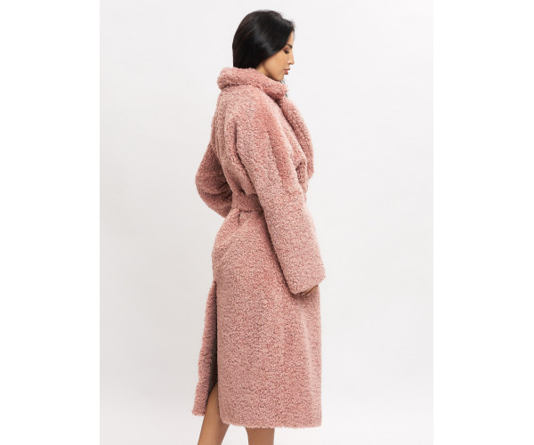 Пальто зимнее женское барашек розового цвета 44002R