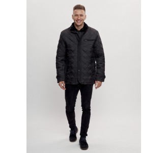 Куртка классическая с мехом мужская черного цвета 2965Ch