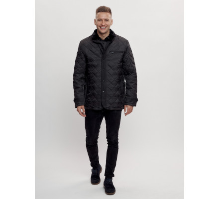 Куртка классическая с мехом мужская черного цвета 2965Ch