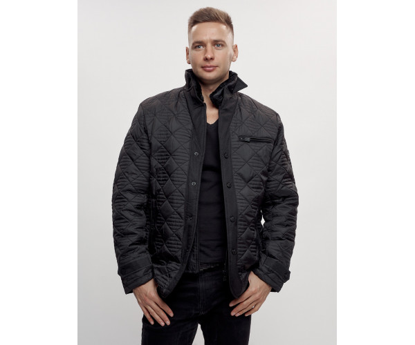 Куртка классическая с мехом мужская черного цвета 2965Ch