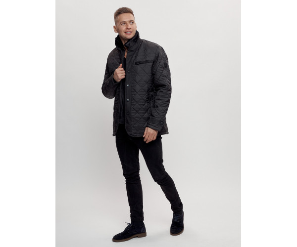 Куртка классическая с мехом мужская черного цвета 2965Ch