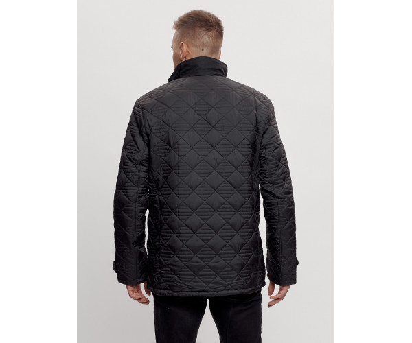 Куртка классическая с мехом мужская черного цвета 2965Ch