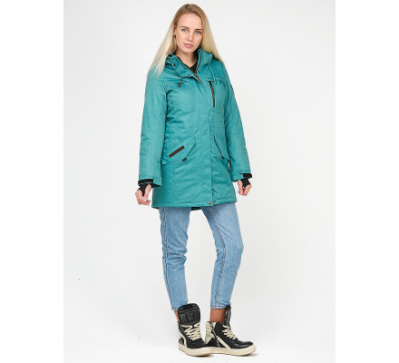 Женская зимняя парка бирюзового цвета 1963Br