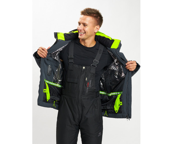 Горнолыжный костюм мужской зеленого цвета 077013Z