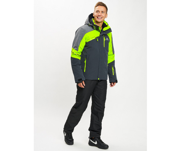 Горнолыжный костюм мужской зеленого цвета 077013Z