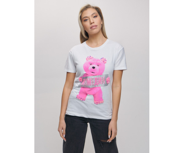 Женские футболки с принтом белого цвета 1681Bl