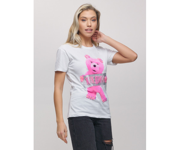 Женские футболки с принтом белого цвета 1681Bl