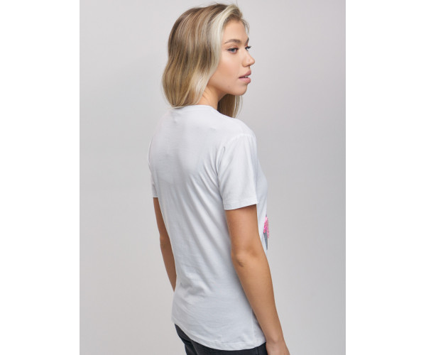 Женские футболки с принтом белого цвета 1681Bl