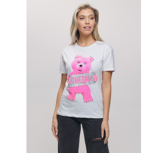 Женские футболки с принтом белого цвета 1681Bl