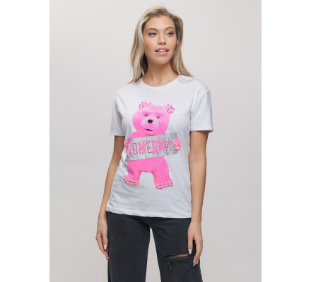 Женские футболки с принтом белого цвета 1681Bl