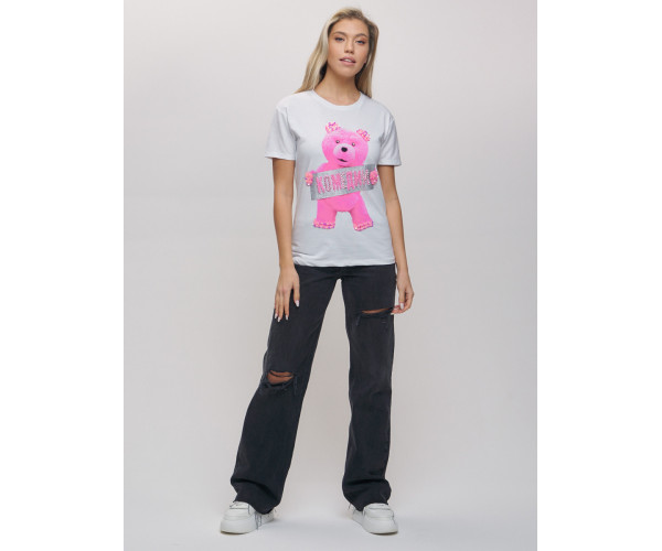 Женские футболки с принтом белого цвета 1681Bl