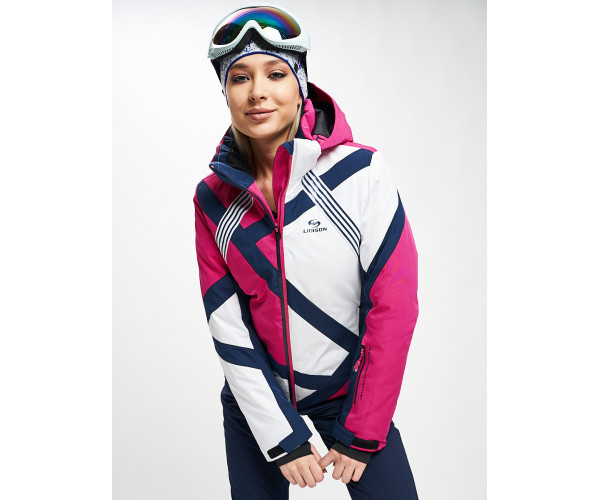 Горнолыжная куртка женская розового цвета 77031R