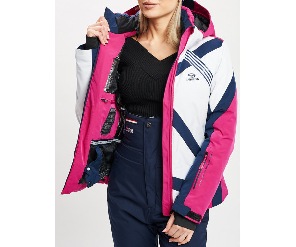 Горнолыжная куртка женская розового цвета 77031R