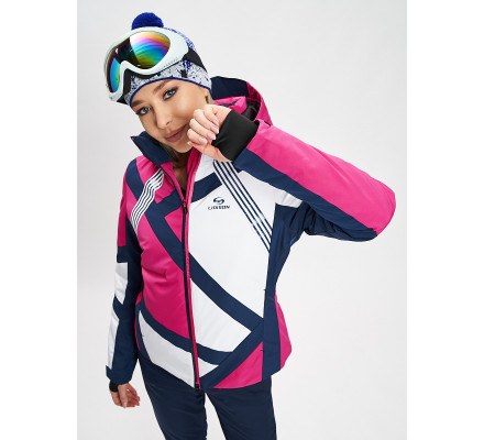 Горнолыжная куртка женская розового цвета 77031R