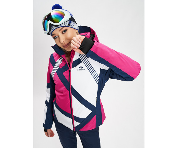Горнолыжная куртка женская розового цвета 77031R