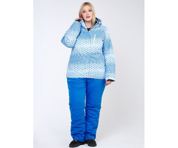 Женский зимний костюм горнолыжный большого размера голубого цвета 01830Gl