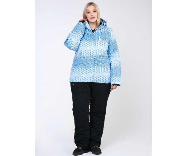 Женский зимний костюм горнолыжный большого размера голубого цвета 01830Gl