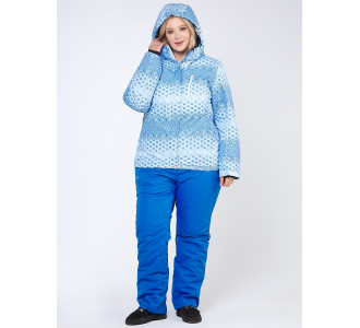 Женский зимний костюм горнолыжный большого размера голубого цвета 01830Gl