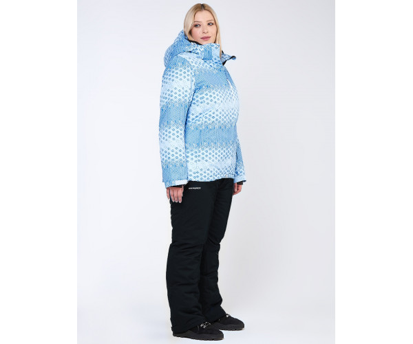 Женский зимний костюм горнолыжный большого размера голубого цвета 01830Gl