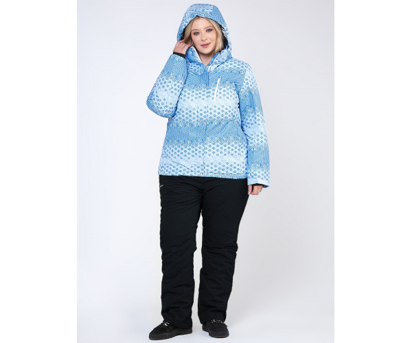 Женский зимний костюм горнолыжный большого размера голубого цвета 01830Gl