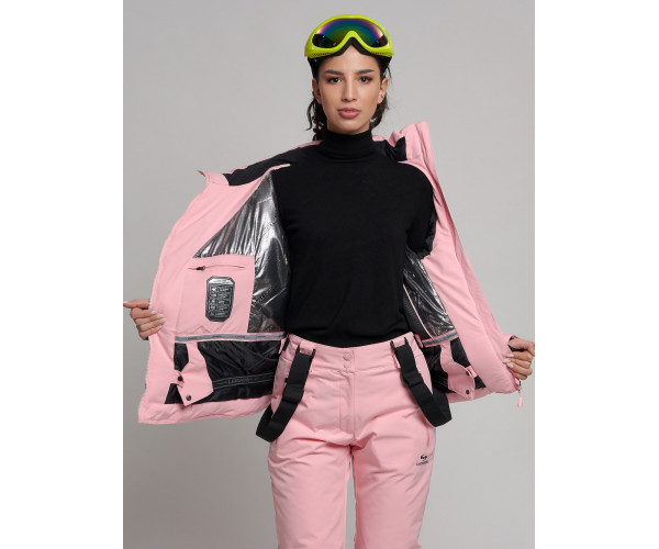Горнолыжный костюм женский розового цвета 77038R
