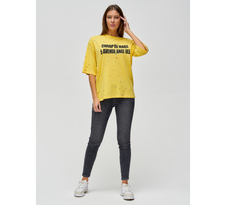 Женские футболки с надписями желтого цвета 76029J