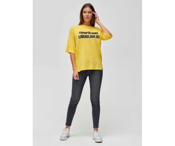 Женские футболки с надписями желтого цвета 76029J