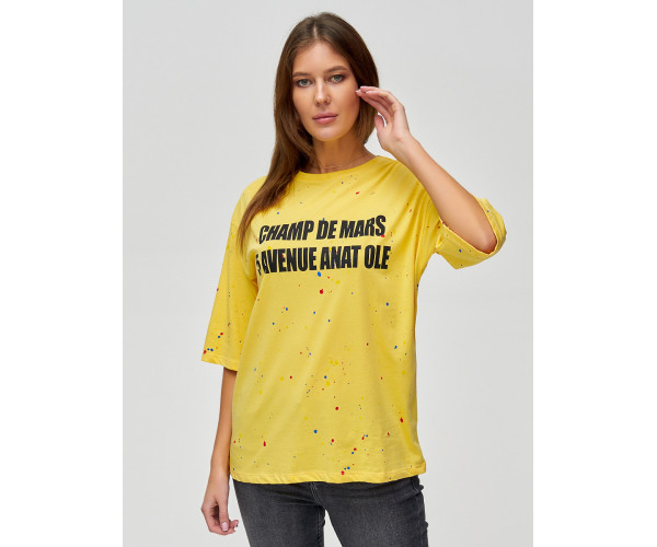 Женские футболки с надписями желтого цвета 76029J