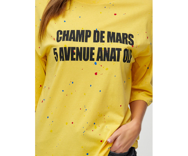 Женские футболки с надписями желтого цвета 76029J