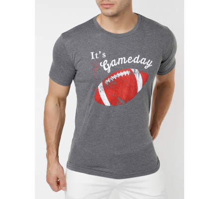 Мужские футболки с принтом серого цвета 221414Sr