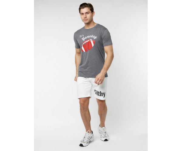 Мужские футболки с принтом серого цвета 221414Sr